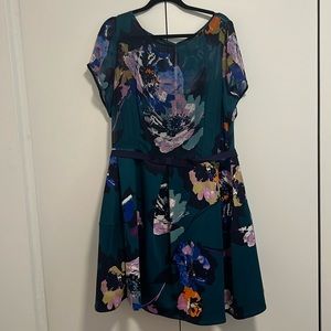 Teal floral cocktail dress